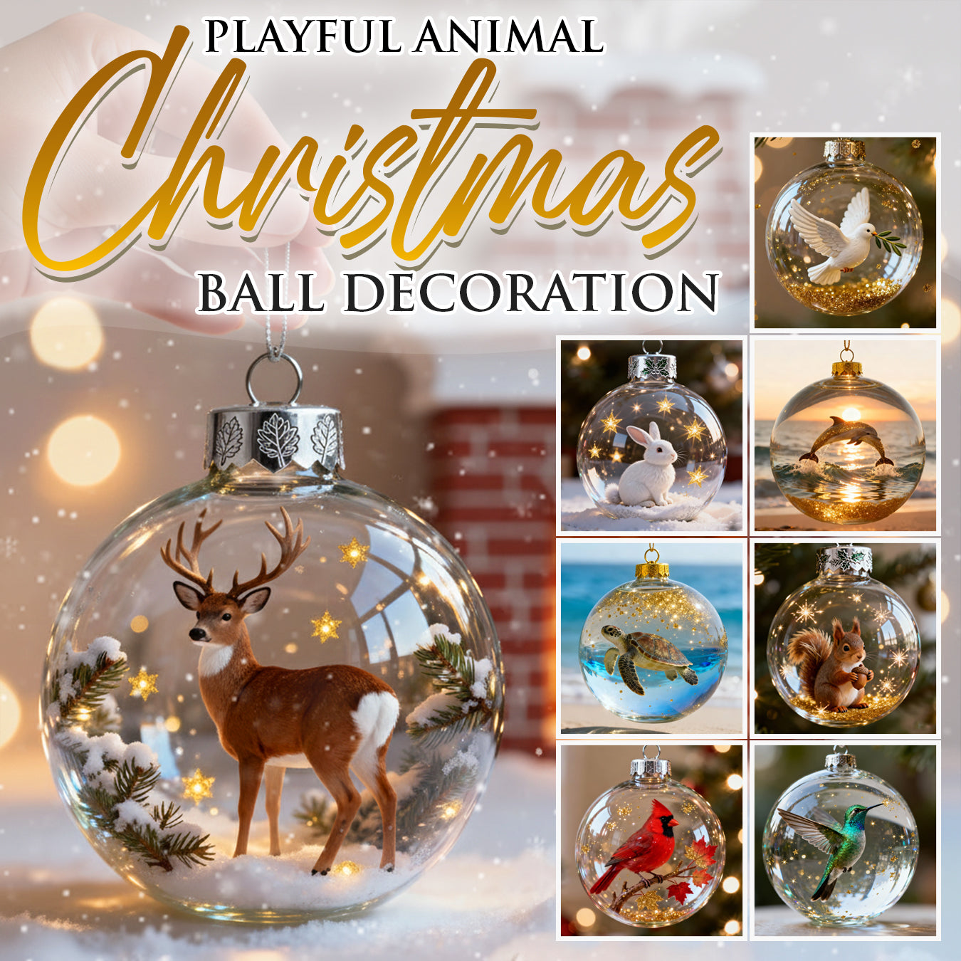 2026 ❄️ Holiday Animal Crystal Glass Ornament