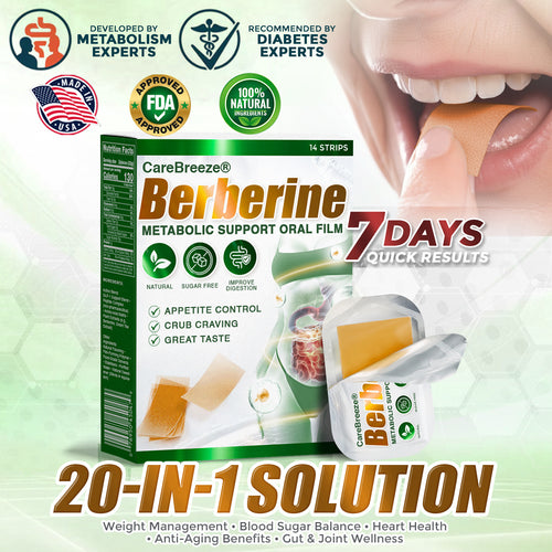 𝗖𝗮𝗿𝗲𝗕𝗿𝗲𝗲𝘇𝗲® Berberine 𝑺𝒍𝒊𝒎 𝑭𝒂𝒔𝒕 7 𝑫𝒂𝒚𝒔 Metabolic Support Oral Film (✅ 𝐓𝐚𝐫𝐠𝐞𝐭𝐬 𝐰𝐞𝐢𝐠𝐡𝐭, 𝐡𝐞𝐚𝐫𝐭, 𝐛𝐥𝐨𝐨𝐝 𝐬𝐮𝐠𝐚𝐫, 𝐬𝐥𝐞𝐞𝐩, 𝐠𝐮𝐭 & 𝐣𝐨𝐢𝐧𝐭 𝐡𝐞𝐚𝐥𝐭𝐡)